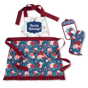 Free Towel Set New Pioneer Woman Wishful Winter Holiday Apron Set